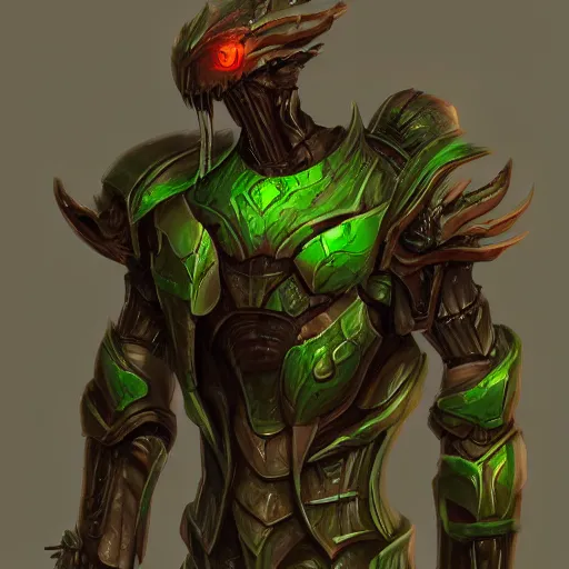 Prompt: organic humanoid eldrich armor living, leaking green blood, artstation