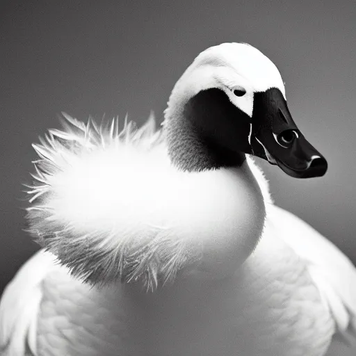 Prompt: closeup portrait of ryan gosling dressed as a goose, duck bill, feather suit, natural light, sharp, detailed face, magazine, press, photo, steve mccurry, david lazar, canon, nikon, focus