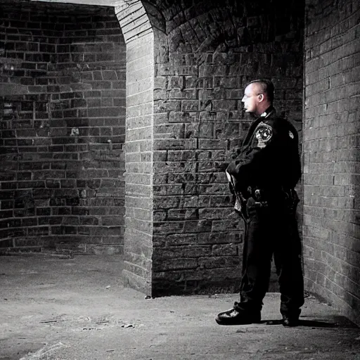 Prompt: a cardiff police officer in a dungeon