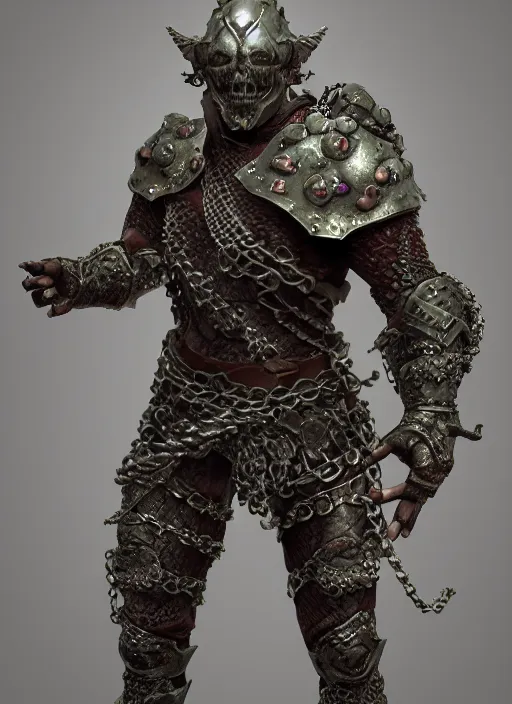 Image similar to а fantasy Proto-Slavic mythology, zombie in chain mail armor inspired blizzard games, full body, detailed and realistic, 4k, trending on artstation, octane render