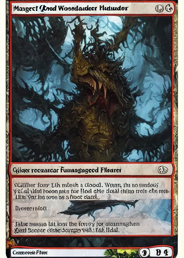 Image similar to flood warden. magic the gathering card. full mtg card