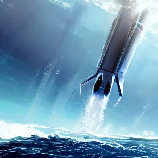 Prompt: underwater SpaceX launch, concept art, artstation