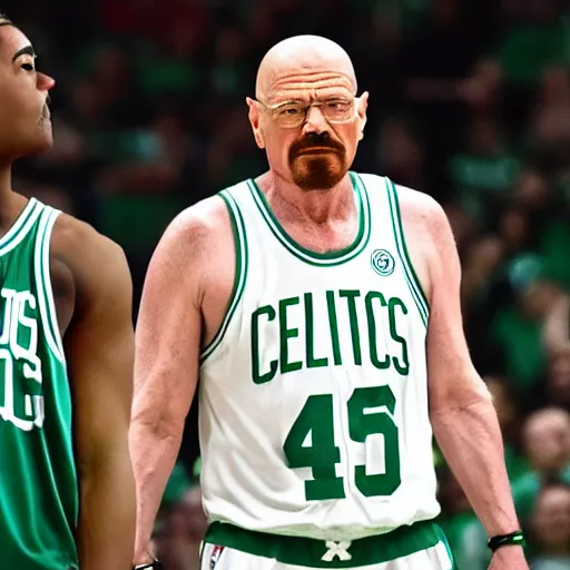 Image similar to walter white playing for the boston celtics