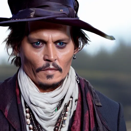 Prompt: jonny depp doing jonny depp things, cinematic still, movie still, hyper detailed, 8 k, 9 0 0 0 k, bokeh