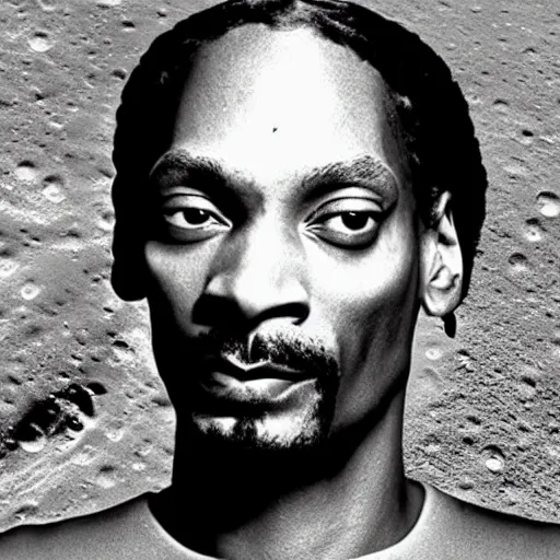 Image similar to the face of Snoop Dogg covers the entire surface of the moon