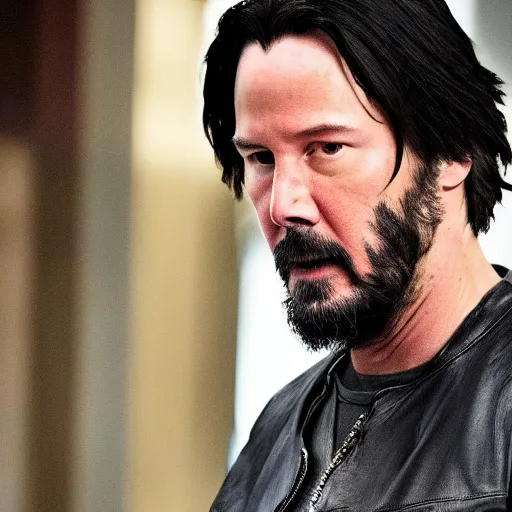 Image similar to Keanu Reeves in Sons of anarchy very detail4K quality super realistic