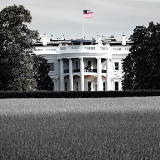 Image similar to liminal space photo of a white house in the middle of a field during noon