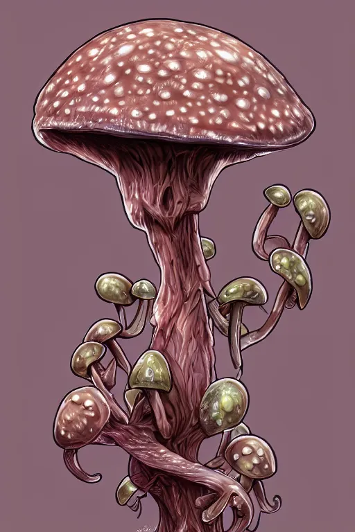 Prompt: a humanoid figure mushroom creature, highly detailed, digital art, sharp focus, trending on art station, plant, anime art style