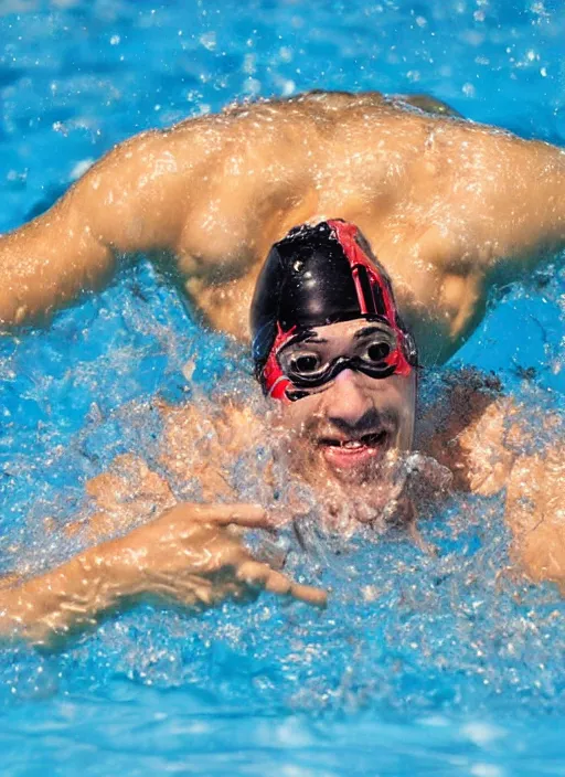 Prompt: man swimming in a pool full of liquid gold