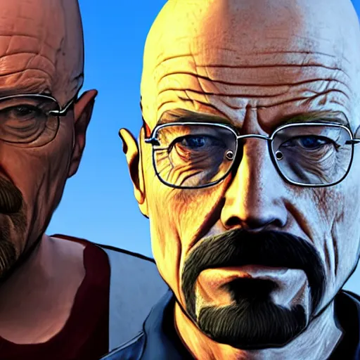 Prompt: walter white in gta 5 as a character