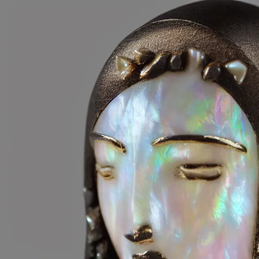 Image similar to girl made from mother of pearl 4 k close up