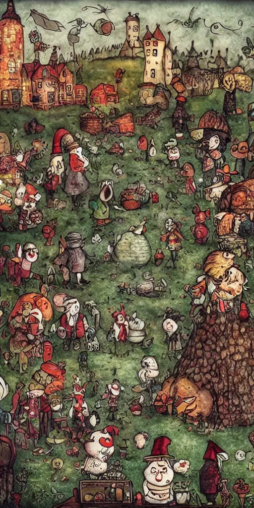 Image similar to a thanksgiving scene by alexander jansson and where's waldo