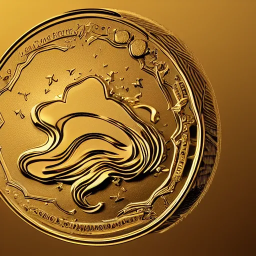 Image similar to golden clouds coin, 4k, post-processing, very very detailed, artstation, cute