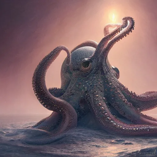 Image similar to a hyper - detailed 3 d render of octopus, surrealism!!!!! surreal concept art, lifelike, photorealistic, digital painting, aesthetic, smooth, sharp focus, artstation hd, by greg rutkowski, bruce pennington, valentina remenar and asher duran