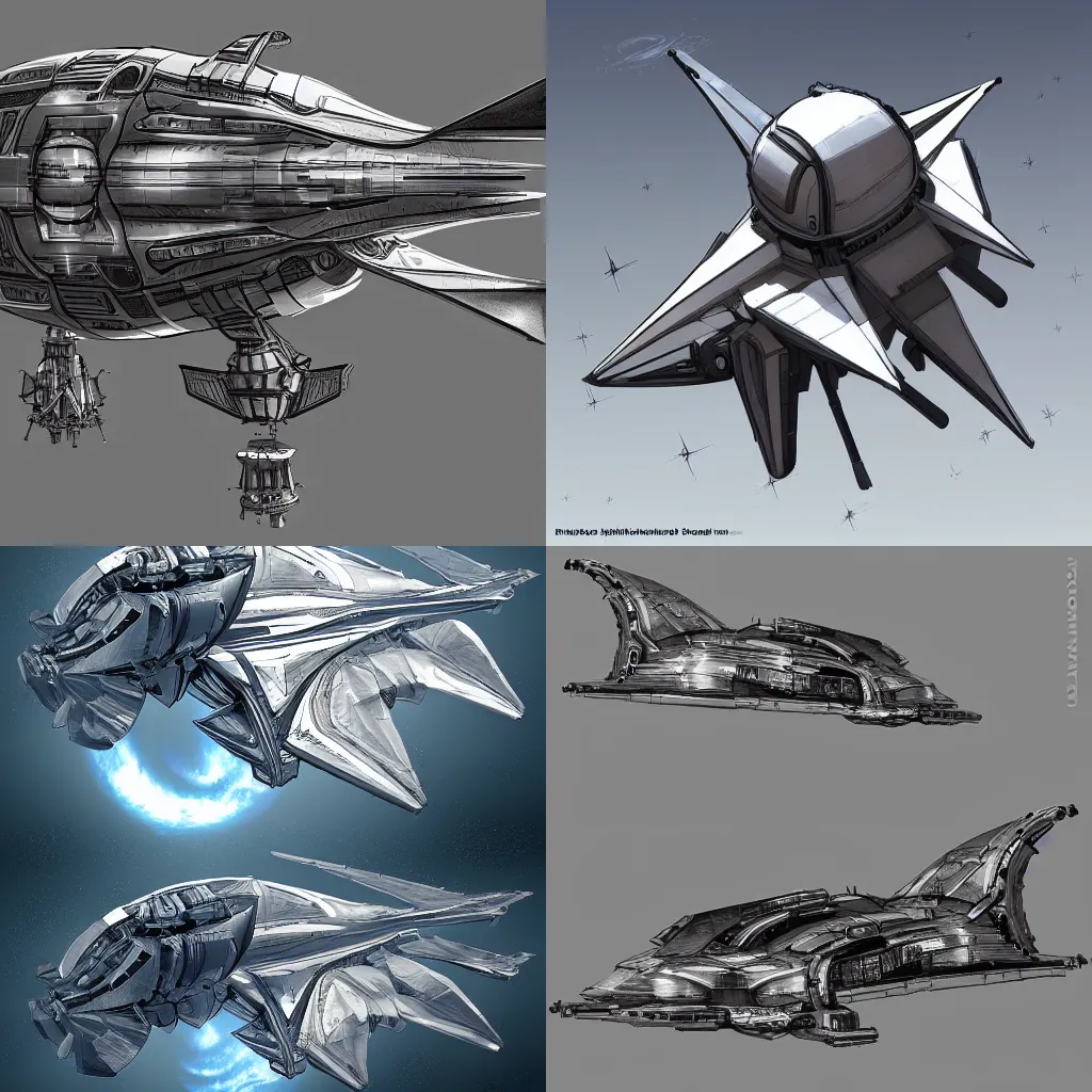 Prompt: space ship prototype, highly detailed, digital art, trending on artstation