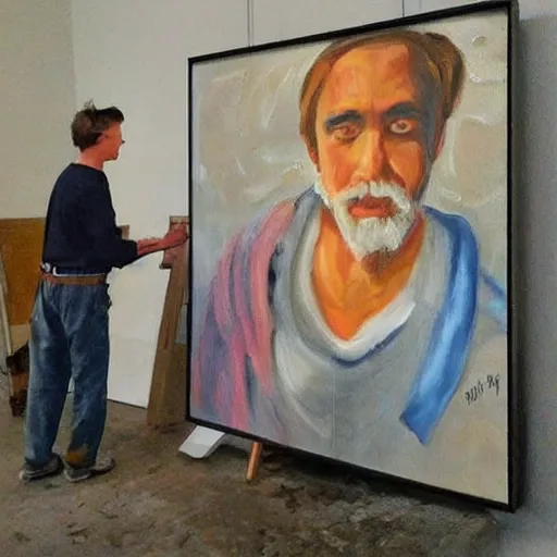 Image similar to painter with recursive painting of himself