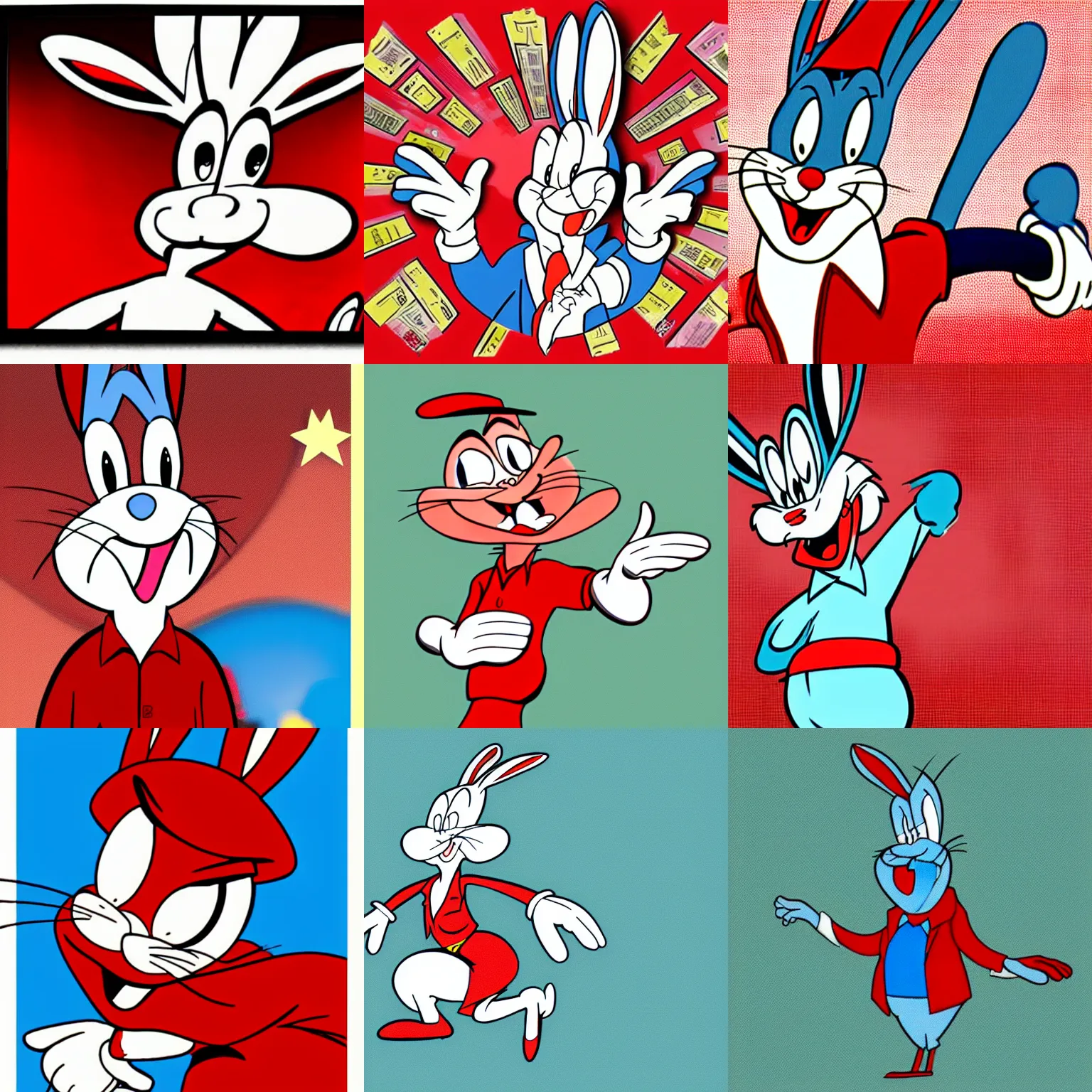 Prompt: cartoon frame bugs bunny the communist, red color scheme, 1 9 6 0 cartoon style