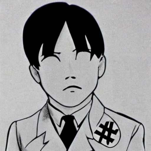 Image similar to adolf Hitler that looks like little cute anime girl by Hayao Miyazaki