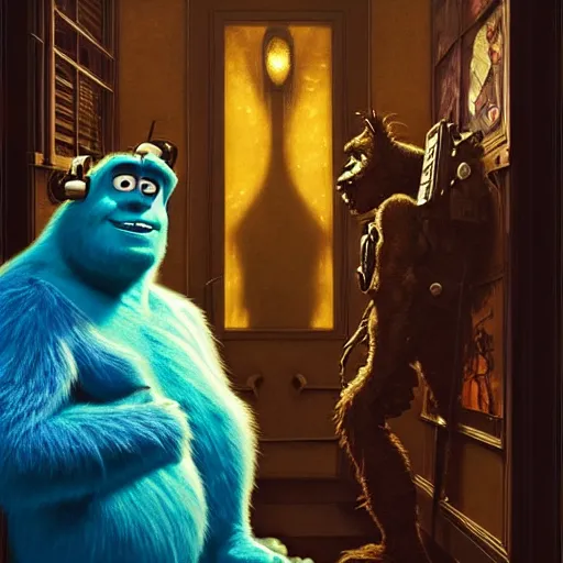 portrait of sulley from monsters inc in front of room, Stable Diffusion