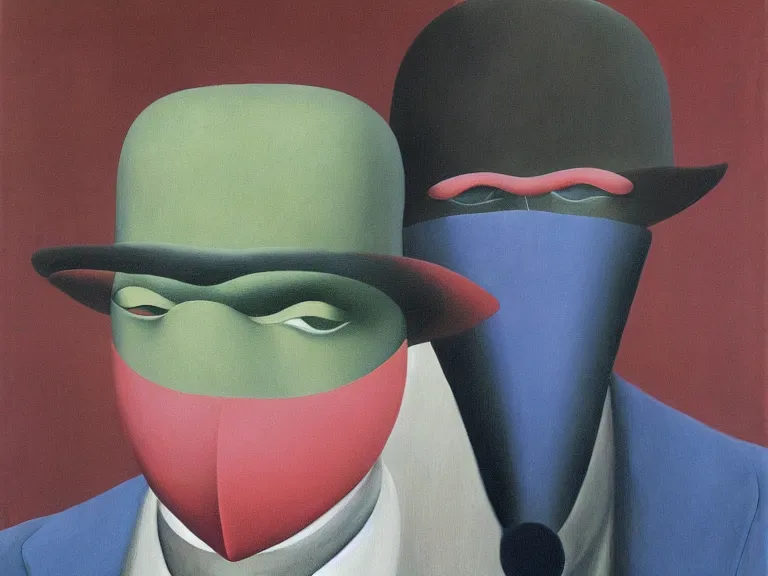 Image similar to mask, painting by rene magritte, high detail, high resolution