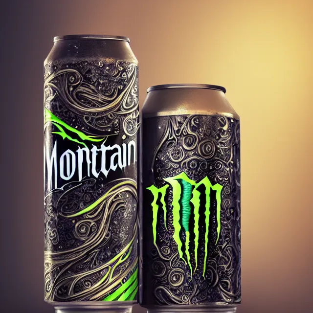 Image similar to aluminian can of monster energy drink, intricate and very very beautiful and elegant, highly detailed, digital painting, artstation, concept art, smooth and sharp focus, illustration