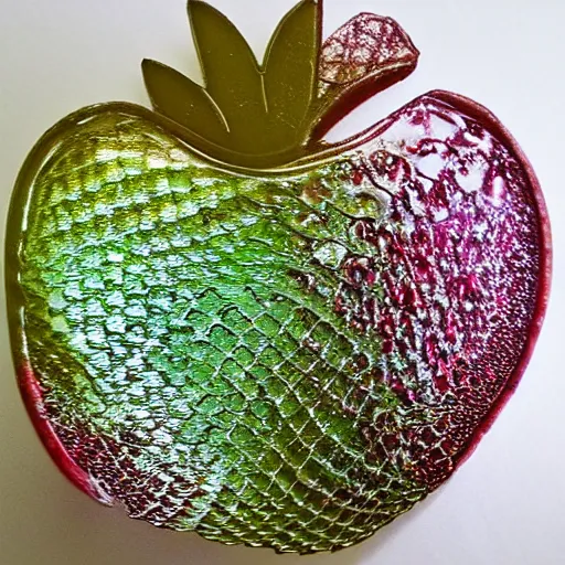 Image similar to delicate fishscale shimmering apple fruit pomegranate