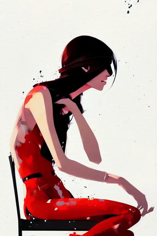 Image similar to a ultradetailed beautiful portrait panting of a stylish woman sitting on a chair, by conrad roset, greg rutkowski and makoto shinkai, trending on artstation