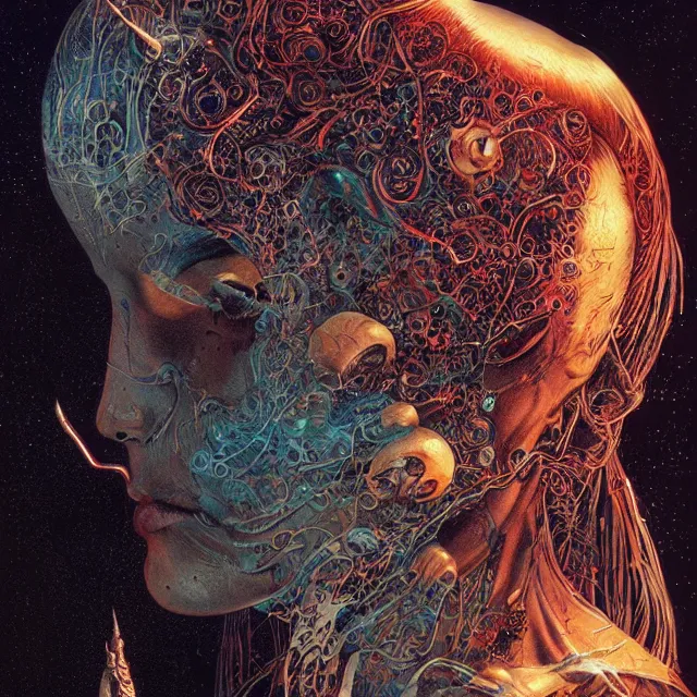 Image similar to a wandering mind, intrusive thoughts, grotesque, horror, high details, intricate details, by vincent di fate, artgerm julie bell beeple, inking, vintage 9 0 s print, screen print