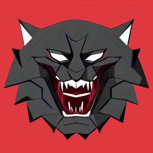 Image similar to a vector logo of rengar from league of legends, low poly,