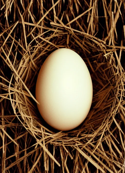 Prompt: realistic photo of an egg made of wood and covered with brass spikes, with patches of white hairs, center straight composition, front view 2 0 0 0, life magazine photo, museum archival photo