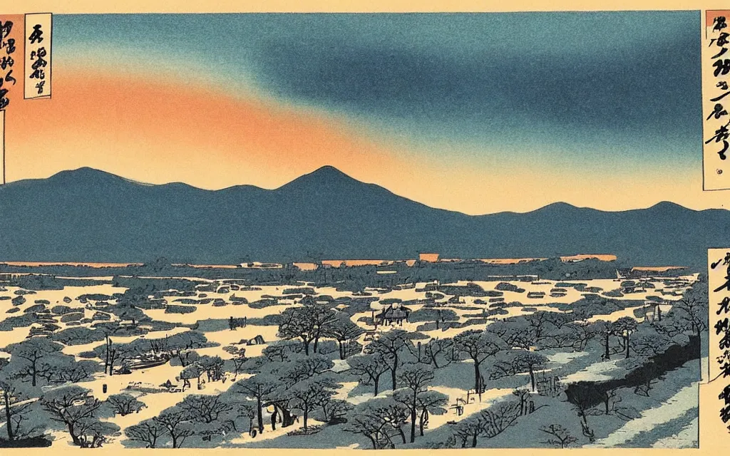 Image similar to 🌅 🌨 ❄🏞. shin - hanga.