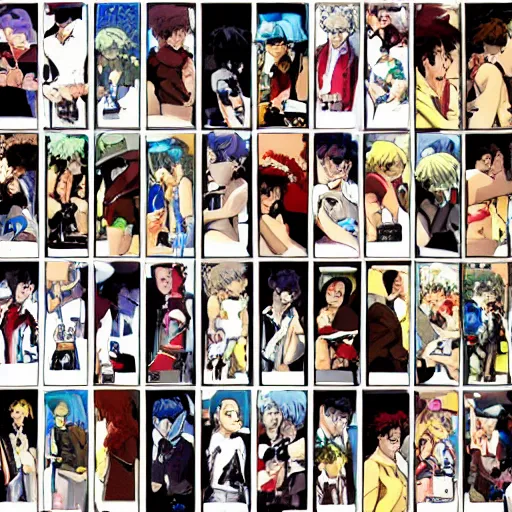 Image similar to photo mosaic of toilets that makes a picture of cowboy bebop