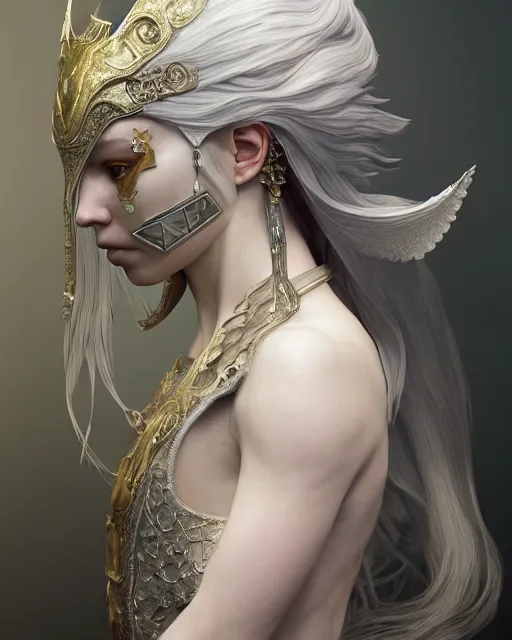 Prompt: symmetry! cancer! princess portrait, detailed white long hair, intricate assasin armor and hidden face mask, complex 3 d render by ilya kuvshinov, alphonse mucha, ryohei hase, dramatic lighting, intricate, highly detailed, final fantasy, sharp focus, luminous, unreal engine 5 highly rendered, blender, deviant art, masterpiece, ray tracing