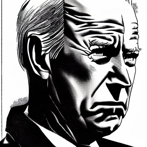 Image similar to Joe Biden looking sinister, by Tsutomu Nihei, highly detailed