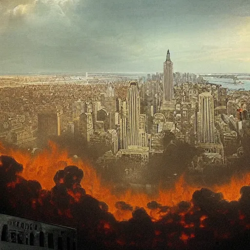 Image similar to view of New York from a portal to the Hell