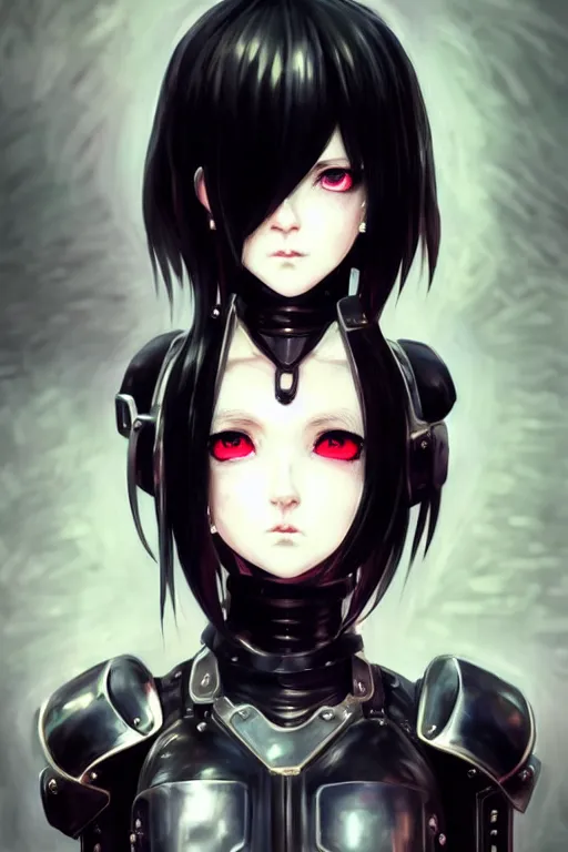 Image similar to portrait Anime goth cyberpunk girl mechanical armor, blame, cute-fine-face, black-hair pretty face, realistic shaded Perfect face, fine details. Anime. Warhammer 40000, realistic shaded lighting by Ilya Kuvshinov katsuhiro otomo ghost-in-the-shell, magali villeneuve, artgerm, rutkowski, WLOP Jeremy Lipkin and Giuseppe Dangelico Pino and Michael Garmash and Rob Rey and Tsutomu Nihei