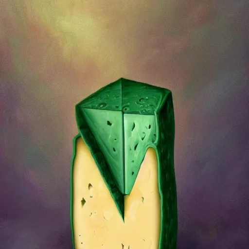 Image similar to a wedge of cheese winning the Green Award, badge, artstation hall of fame gallery, editors choice, #1 digital painting of all time, most beautiful image ever created, emotionally evocative, greatest art ever made, lifetime achievement magnum opus masterpiece, the most amazing breathtaking image with the deepest message ever painted, a thing of beauty beyond imagination or words