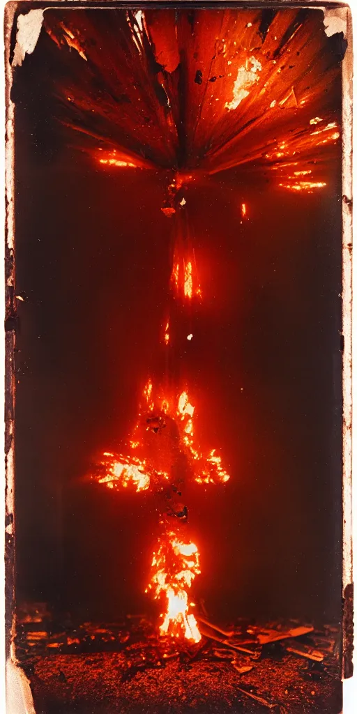 Prompt: kodak portra 4 0 0, wetplate, 8 k, shot of a highly detailed jesus gun rack explosion accident osmium copper oxygen rich fire