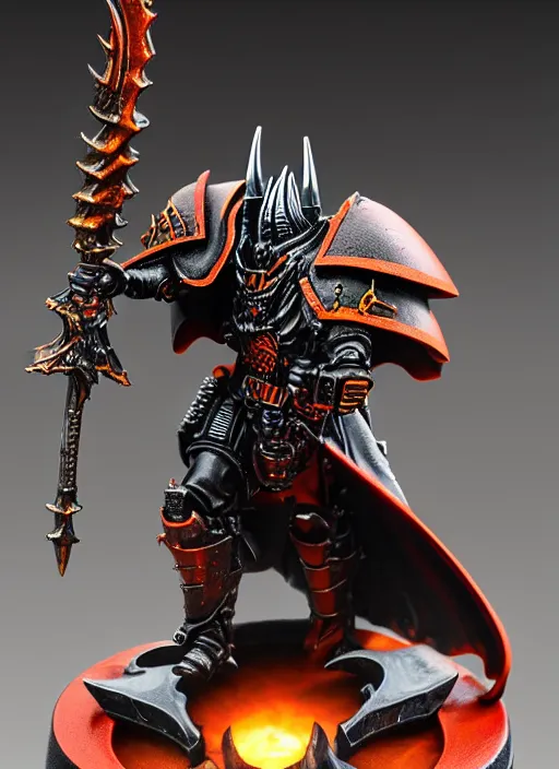 Image similar to 8 0 mm resin detailed miniature of a warhammer 4 0 k sauron, product introduction photos, 4 k, full body,