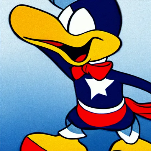 Prompt: donald duck as superhero
