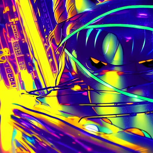 Prompt: anime girl close up beautiful extremely detailed neon city dusk robot cat