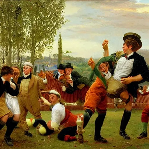 Image similar to drunk English football fans by Edward Poynter