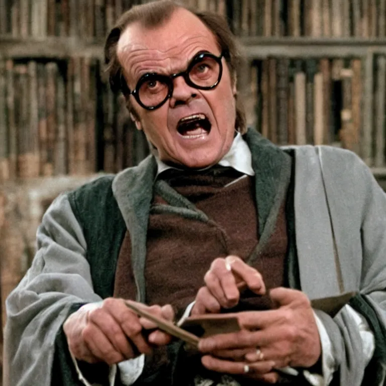 Image similar to Jack Nicholson as a professor in Harry Potter, film still