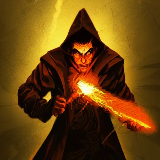 Image similar to a mad mage taking revenge on their foes, illuminated lines, concept art, ultra quality, digital painting, illustration, dramatic lighting, sharp focus