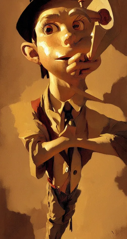 Prompt: pinocchio highly detailed painting by craig mullins, j. c. leyendecker