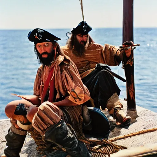 Prompt: photo of actual pirates in 2 0 2 2, kodak portra 4 0 0 color negative film