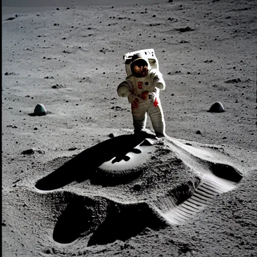Prompt: photo of astronaut building a sand castle on the moon, 3 5 mm, full - hd