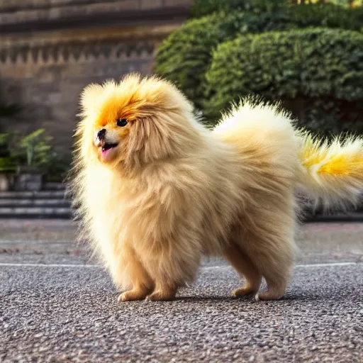 Image similar to real life Pokemon, fluffy, realistic, golden hour, sharp focus