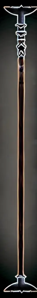 Image similar to picture of a single wooden long futuristic thin enchanted ninja staff with some black ornaments, highlight, weapon, cyberpunk, sci - fi, fantasy, dnd, close shot, single long stick, bright background, award winning