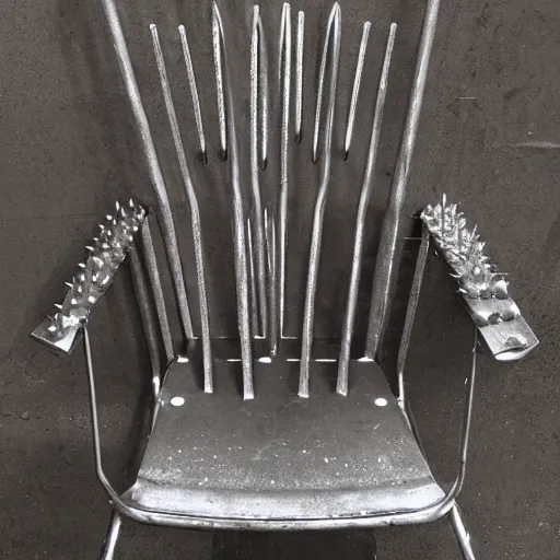 Image similar to a steel chair with spiked on its seat